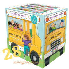 Load image into Gallery viewer, Junie B. Jones - Books in a Bus (28 books) by Barbara Park, Box with slight tear and dents, books no damage