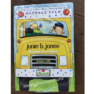 Junie B. Jones - Books in a Bus (28 books) by Barbara Park, Box with slight tear and dents, books no damage