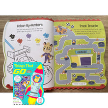 Load image into Gallery viewer, Activity Book with Puffy Stickers - THINGS THAT GO (softcover)