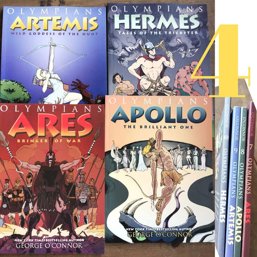 Olympians by George O'Connor (4 books) Ares, Apollo, Artemis, Hermes - graphic novel