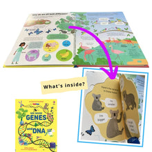 Load image into Gallery viewer, An Usborne Flap Book: See Inside Genes and DNA (brand new board book with flaps, with slight dents and folds on the book cover)